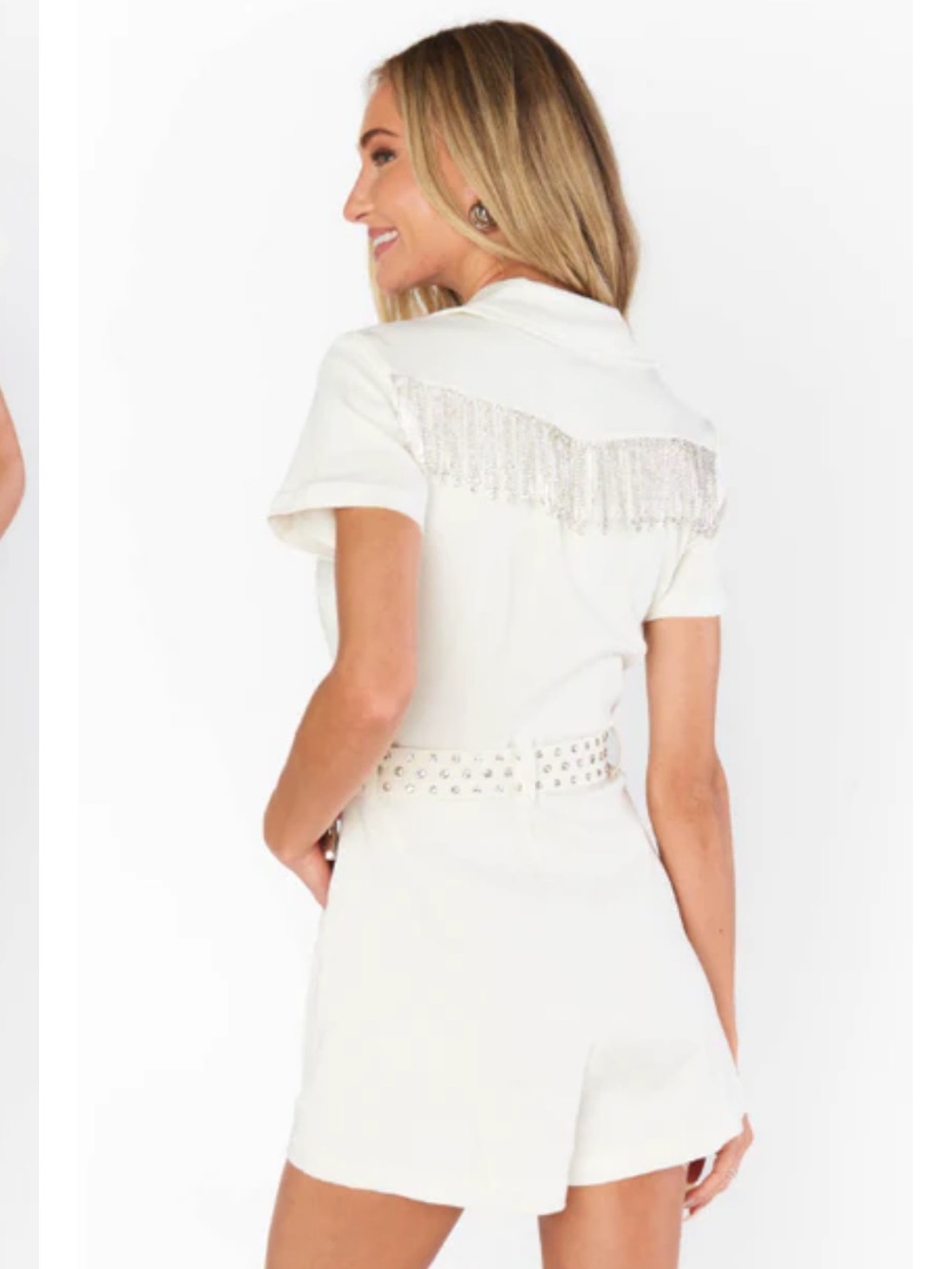 Show Me Your MuMu White Outlaw Romper with Belt - Picture 4 of 6